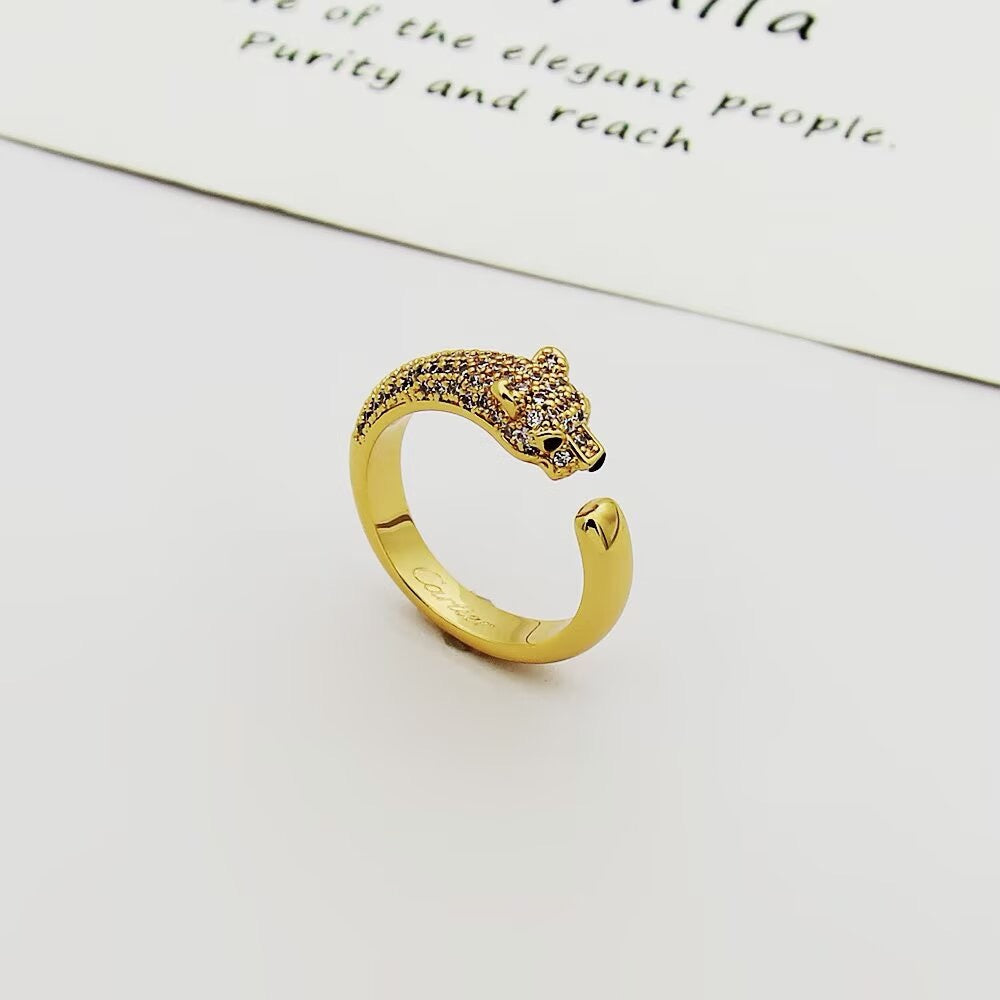 [✨ROSE💎]PANTHERE HALF DIAMOND SMALL RING