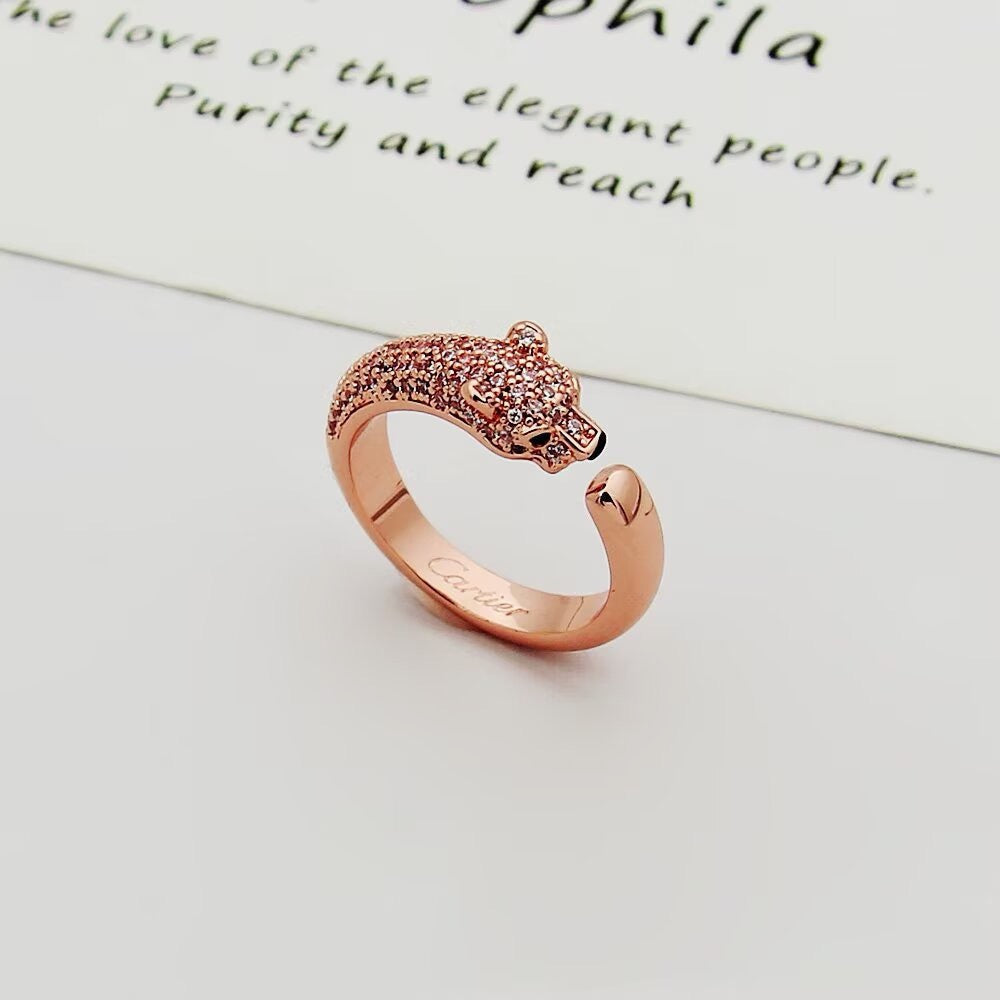 [✨ROSE💎]PANTHERE HALF DIAMOND SMALL RING