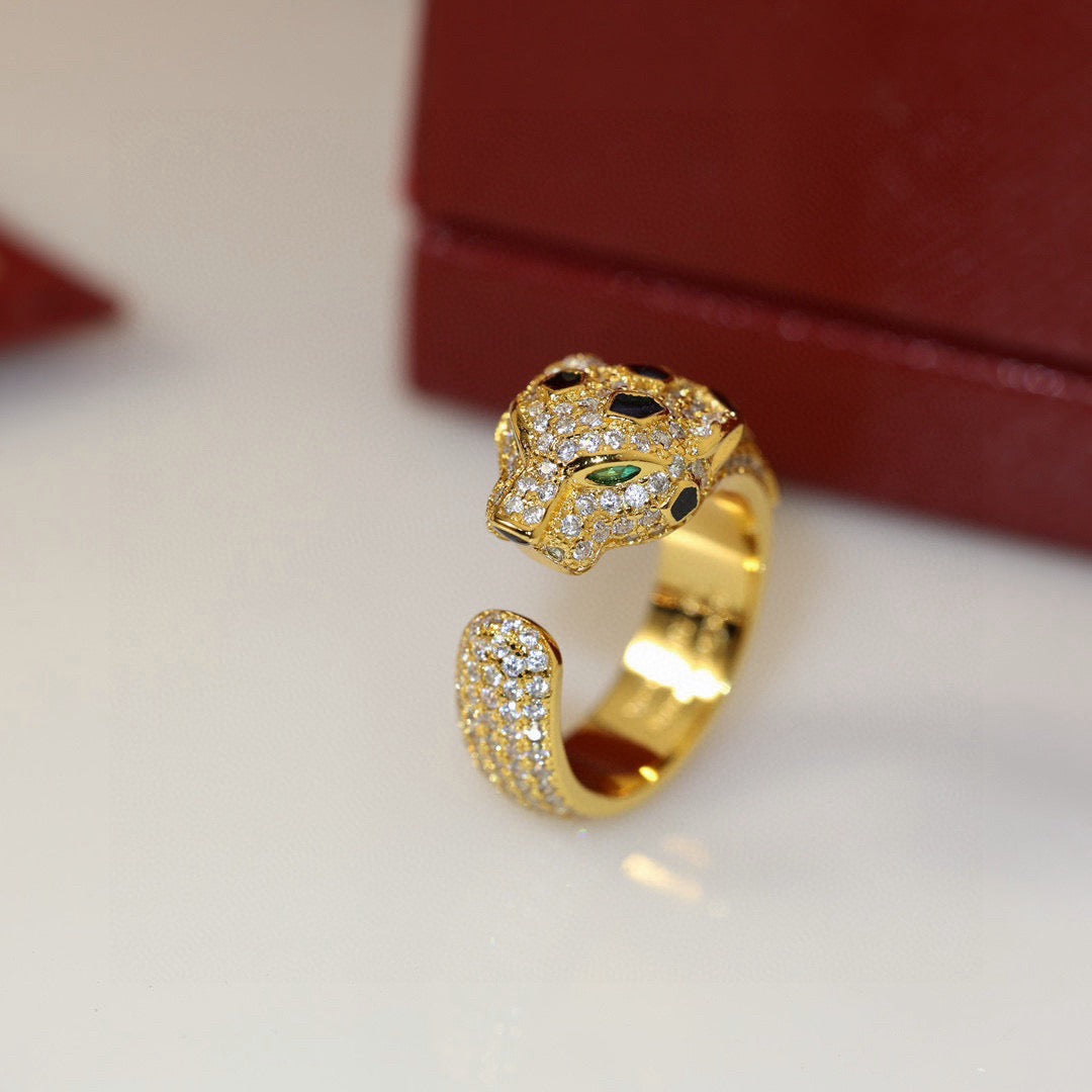 [✨ROSE💎]PANTHERE SPOTTED FULL DIAMOND MEDIUM RING