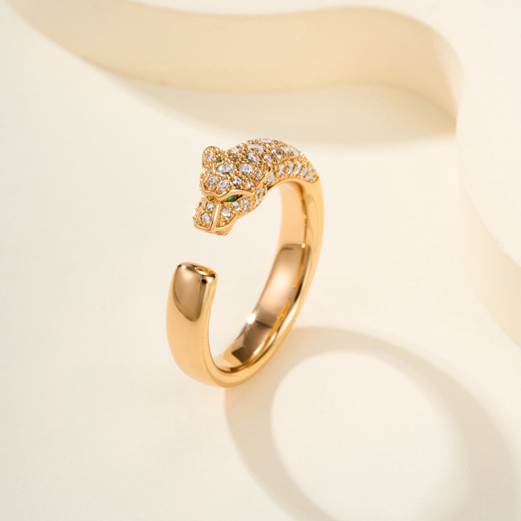 [✨ROSE💎]PANTHERE HALF DIAMOND SMALL RING