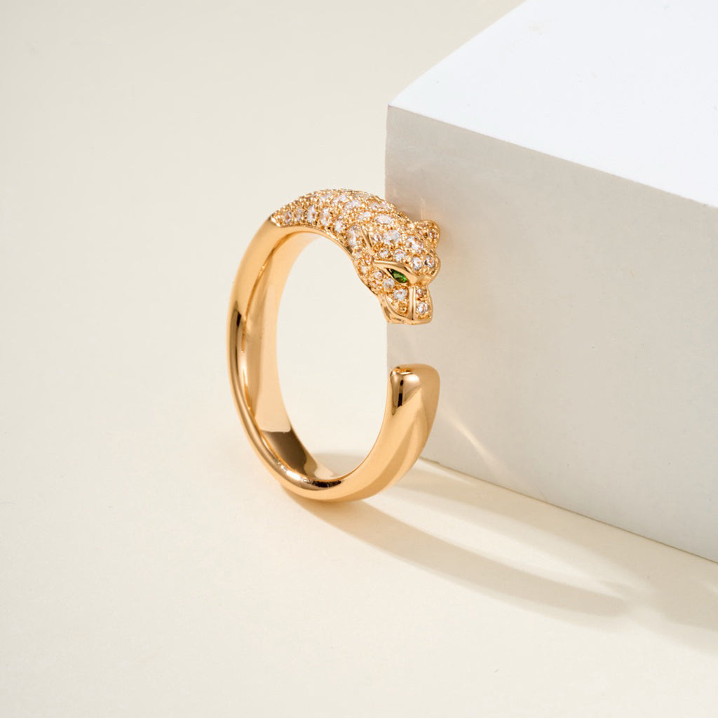 [✨ROSE💎]PANTHERE HALF DIAMOND SMALL RING