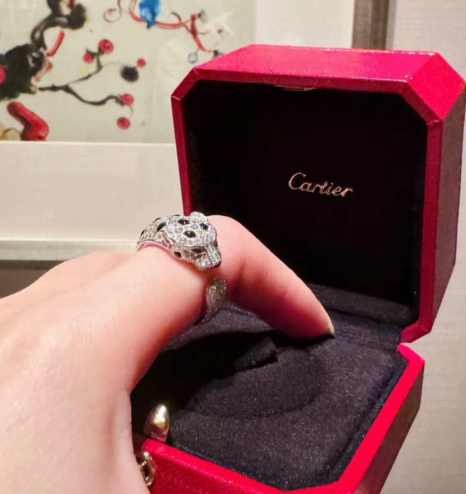 [✨ROSE💎]PANTHERE SPOTTED FULL DIAMOND MEDIUM RING