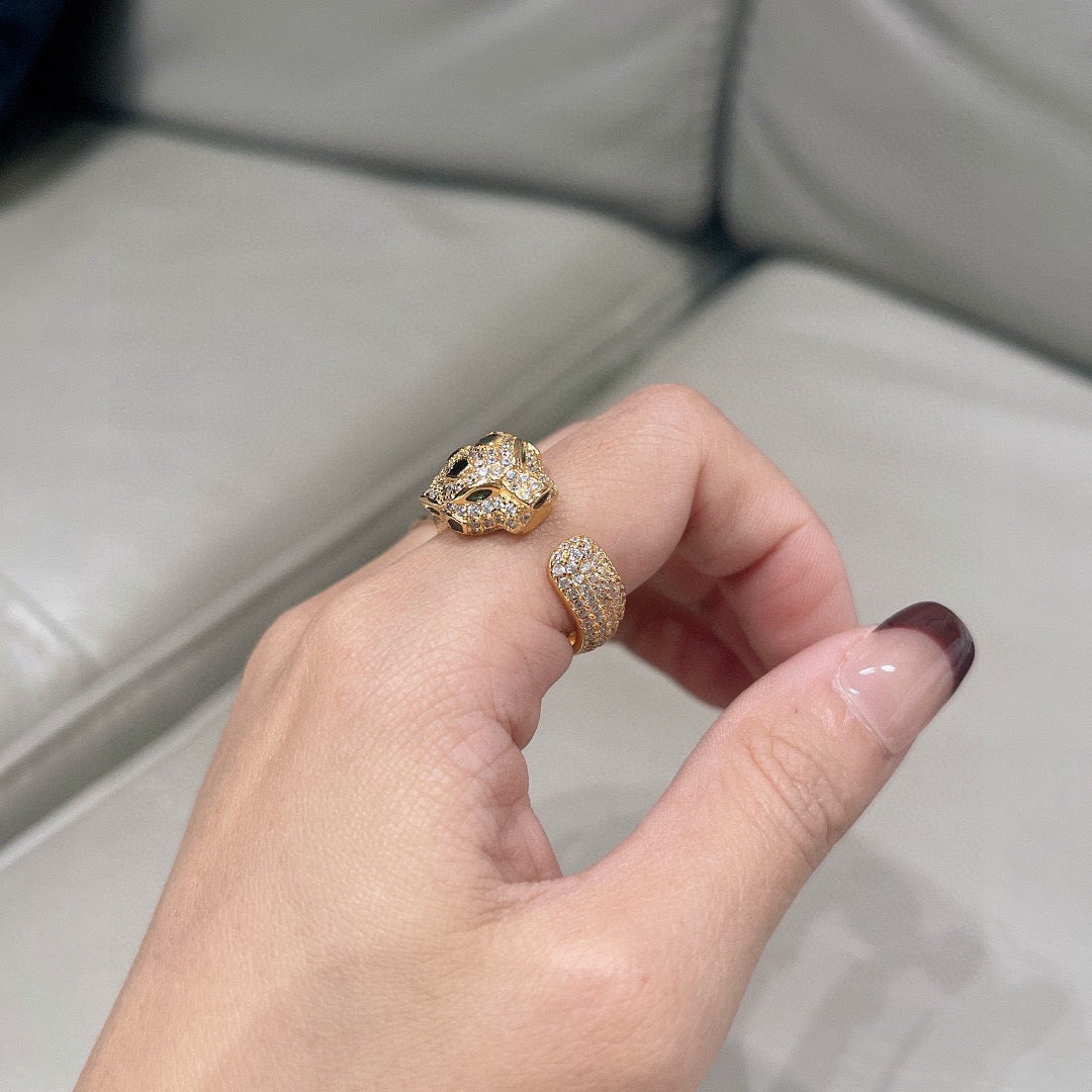 [✨ROSE💎]PANTHERE SPOTTED FULL DIAMOND MEDIUM RING