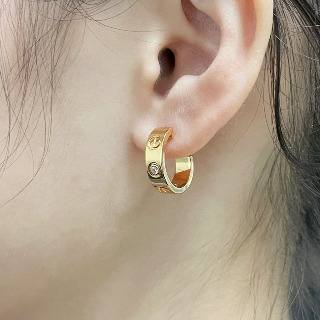 [✨ROSE💎]LOVE EARRINGS 5.7MM 2 DIAMONDS