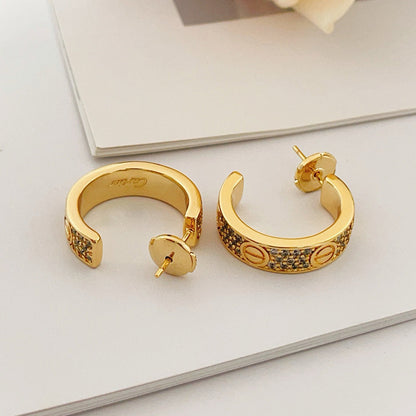 [✨ROSE💎]LOVE 5.5MM DIAMOND PAVED EARRINGS