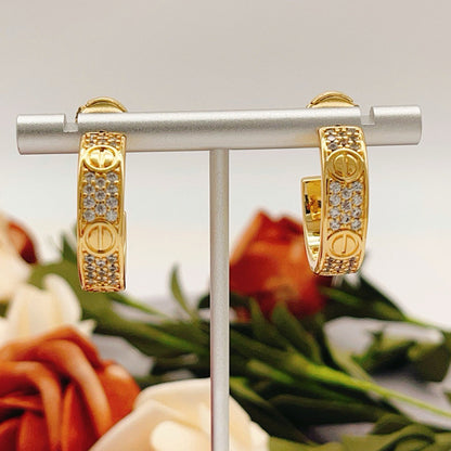 [✨ROSE💎]LOVE 5.5MM DIAMOND PAVED EARRINGS