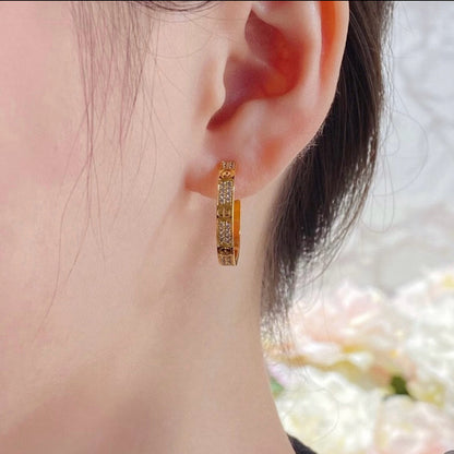 [✨ROSE💎]LOVE EARRINGS 3.6MM DIAMOND PAVED