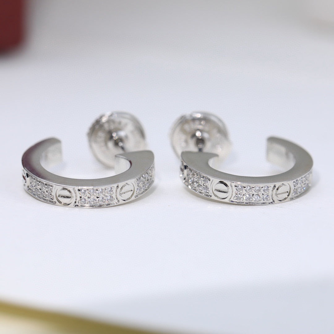 [✨ROSE💎]LOVE 5.5MM DIAMOND PAVED EARRINGS