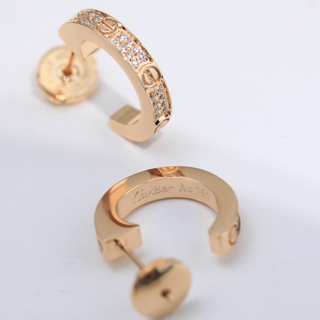 [✨ROSE💎]LOVE 5.5MM DIAMOND PAVED EARRINGS