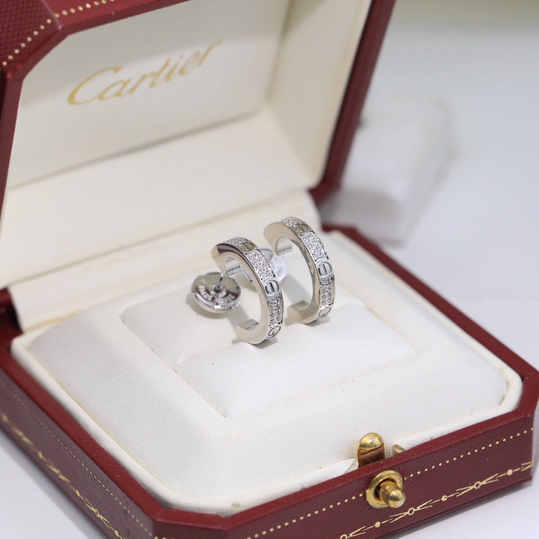 [✨ROSE💎]LOVE 5.5MM DIAMOND PAVED EARRINGS