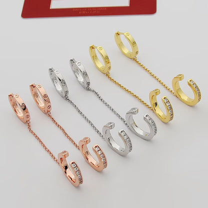 [✨ROSE💎]LOVE 3.0MM HALF DIAMOND EARRINGS