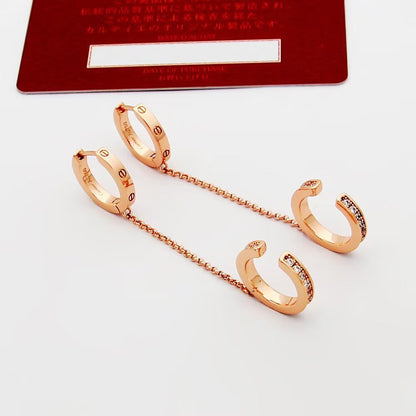 [✨ROSE💎]LOVE 3.0MM HALF DIAMOND EARRINGS