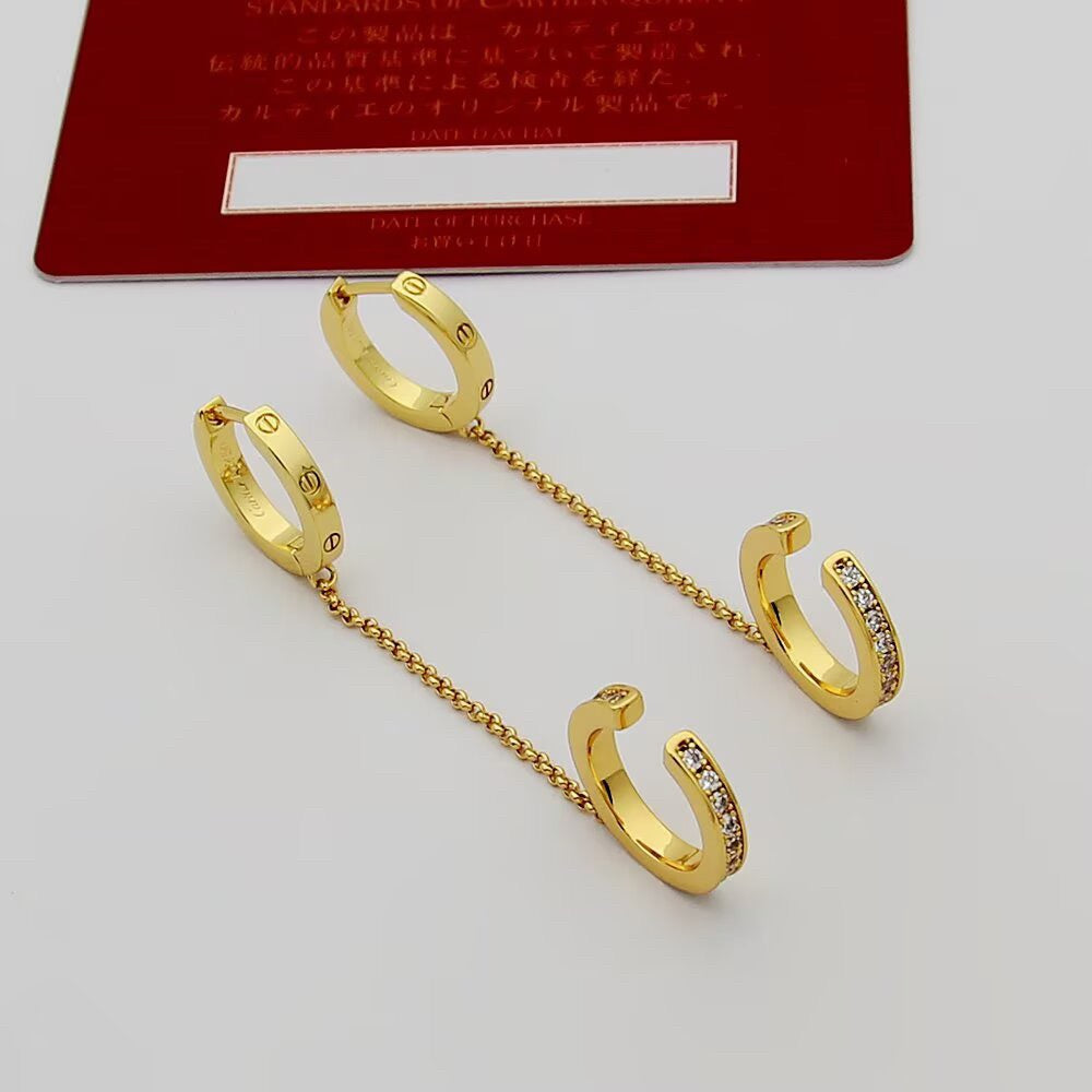 [✨ROSE💎]LOVE 3.0MM HALF DIAMOND EARRINGS