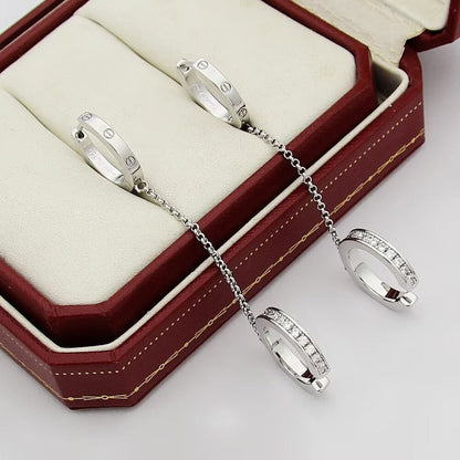 [✨ROSE💎]LOVE 3.0MM HALF DIAMOND EARRINGS