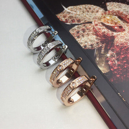 [✨ROSE💎]LOVE 5.5MM DIAMOND PAVED EARRINGS