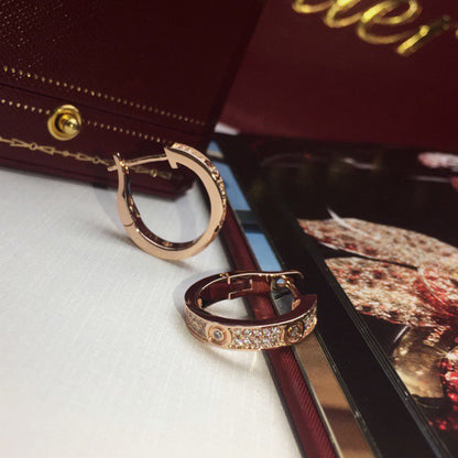 [✨ROSE💎]LOVE 5.5MM DIAMOND PAVED EARRINGS