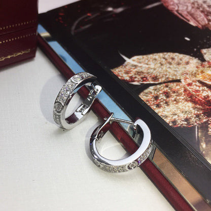 [✨ROSE💎]LOVE 5.5MM DIAMOND PAVED EARRINGS
