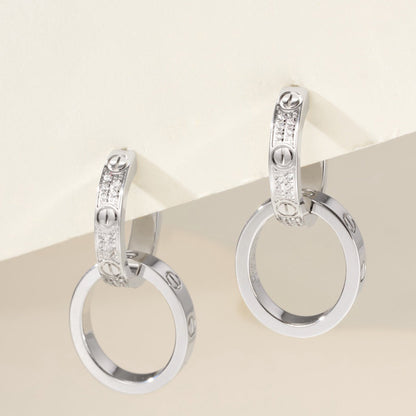 [✨ROSE💎]LOVE 3.3MM DANGLE HALF DIAMOND EARRINGS