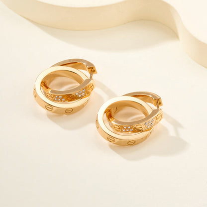 [✨ROSE💎]LOVE 3.3MM DANGLE HALF DIAMOND EARRINGS