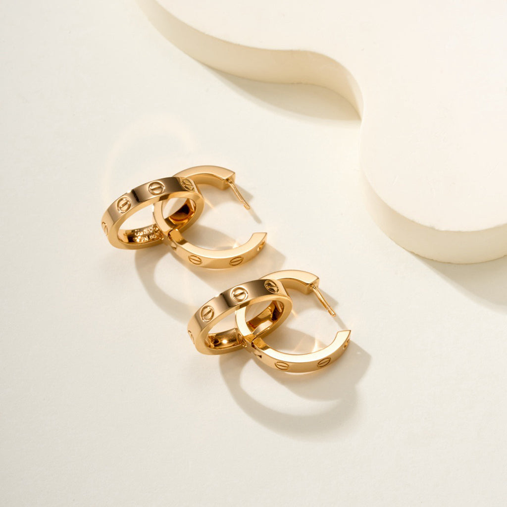 [✨ROSE💎]LOVE 3.3MM DANGLE HALF DIAMOND EARRINGS