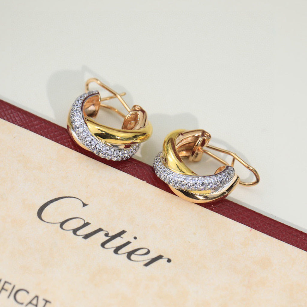 [✨ROSE💎]TRINITY HALF DIAMOND  CLASSIC EARRINGS
