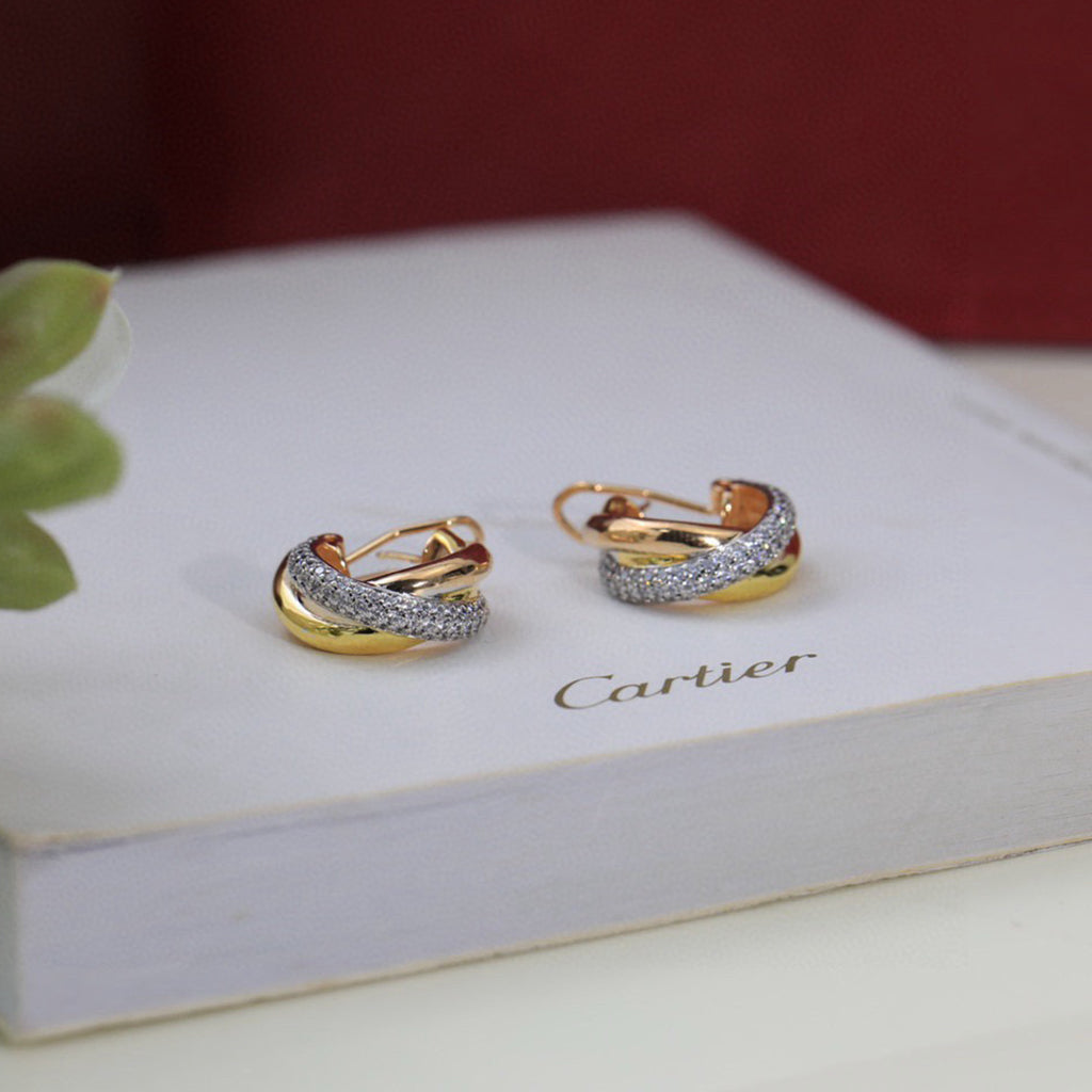 [✨ROSE💎]TRINITY HALF DIAMOND  CLASSIC EARRINGS