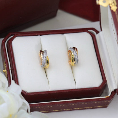 [✨ROSE💎]TRINITY HALF DIAMOND  CLASSIC EARRINGS