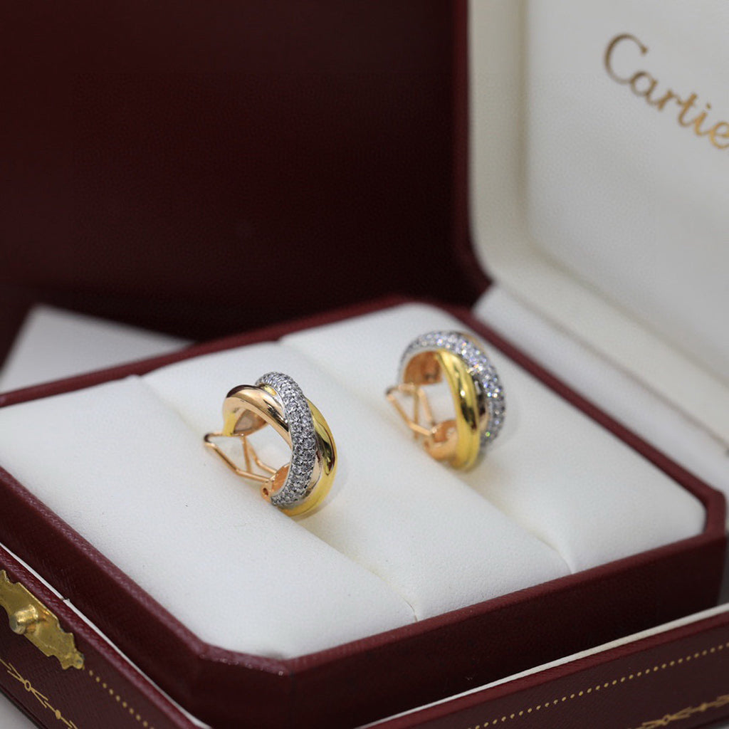 [✨ROSE💎]TRINITY HALF DIAMOND  CLASSIC EARRINGS