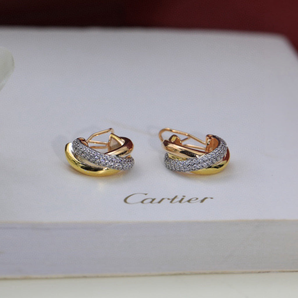 [✨ROSE💎]TRINITY HALF DIAMOND  CLASSIC EARRINGS