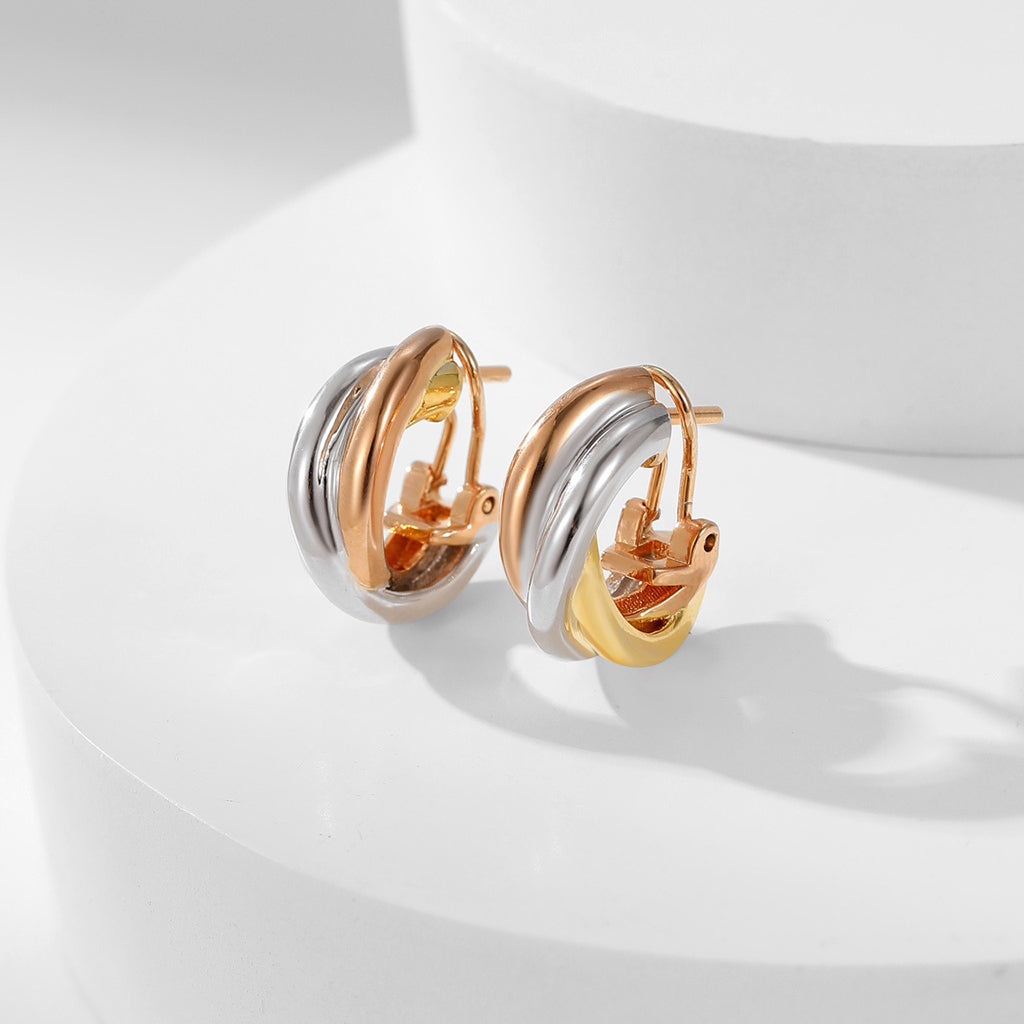 [✨ROSE💎]TRINITY ON DIAMOND CLASSIC EARRINGS