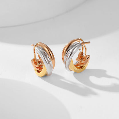 [✨ROSE💎]TRINITY ON DIAMOND CLASSIC EARRINGS