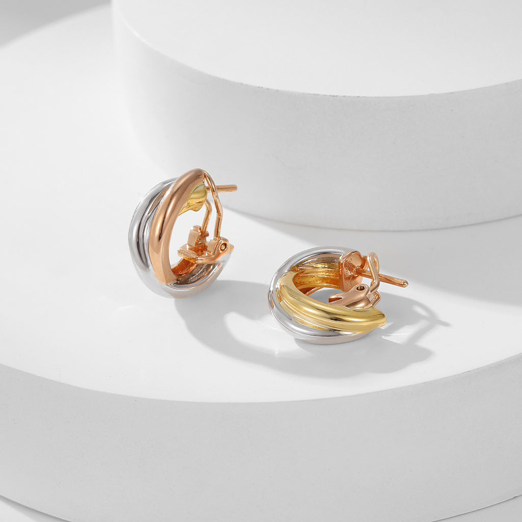 [✨ROSE💎]TRINITY ON DIAMOND CLASSIC EARRINGS