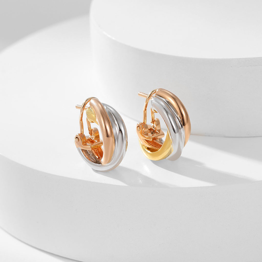 [✨ROSE💎]TRINITY ON DIAMOND CLASSIC EARRINGS