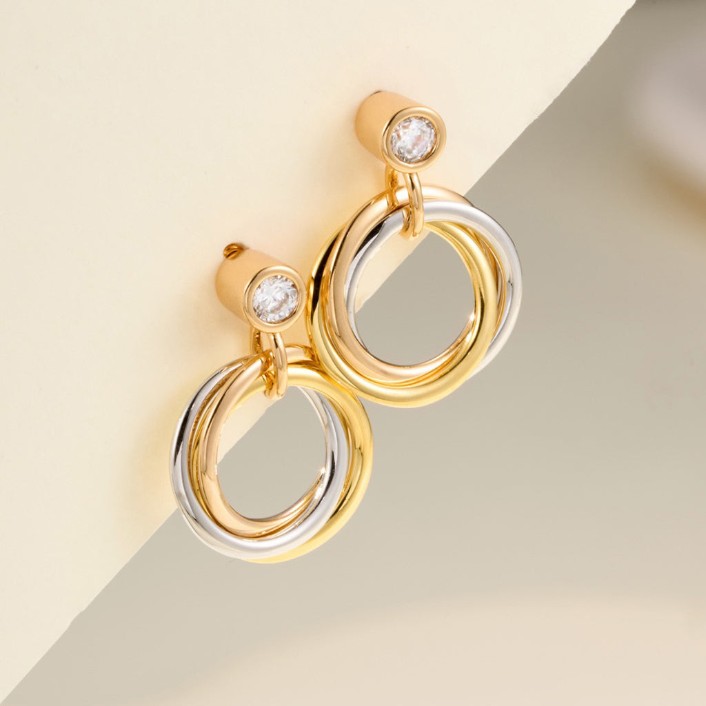 [✨ROSE💎]TRINITY ON DIAMOND  EARRINGS