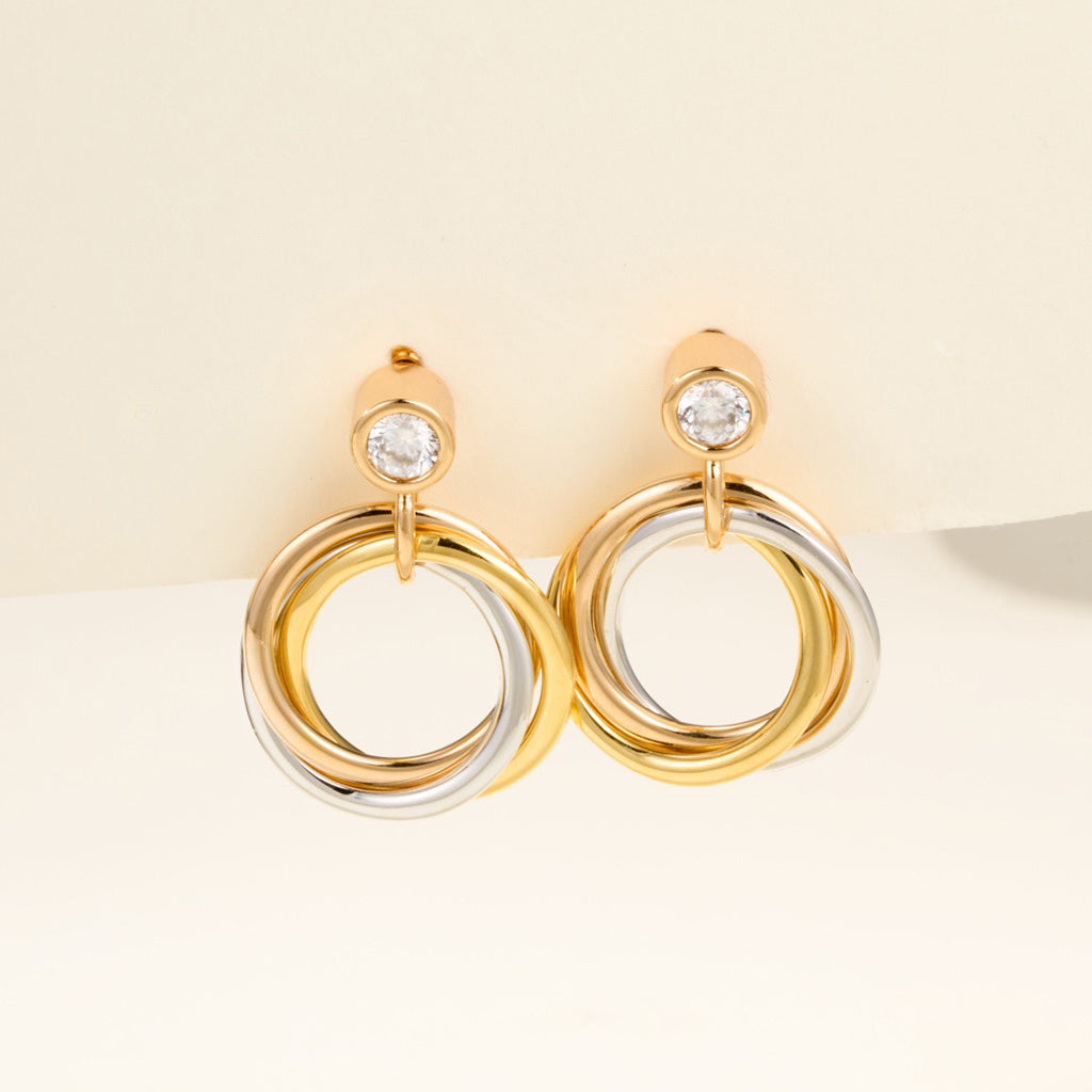 [✨ROSE💎]TRINITY ON DIAMOND  EARRINGS