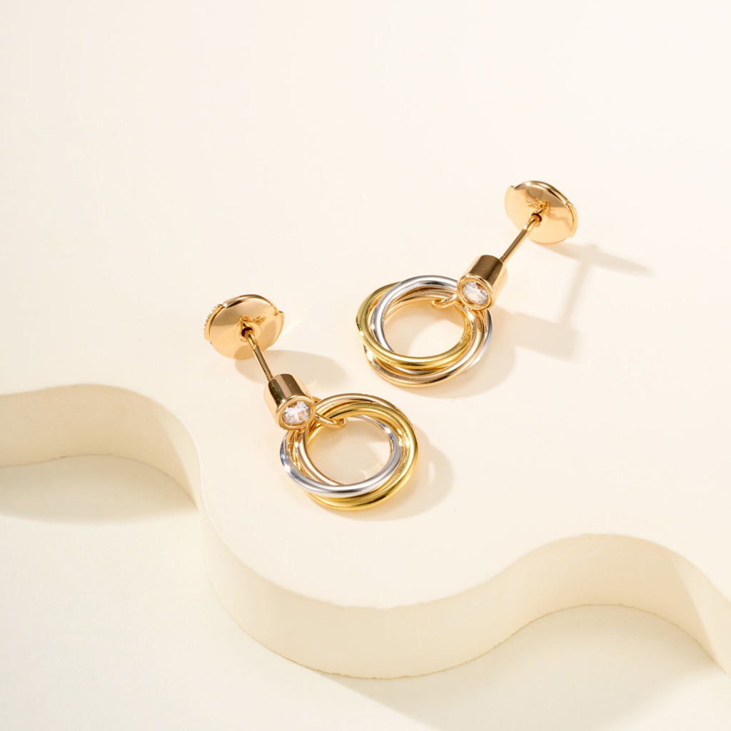 [✨ROSE💎]TRINITY ON DIAMOND  EARRINGS