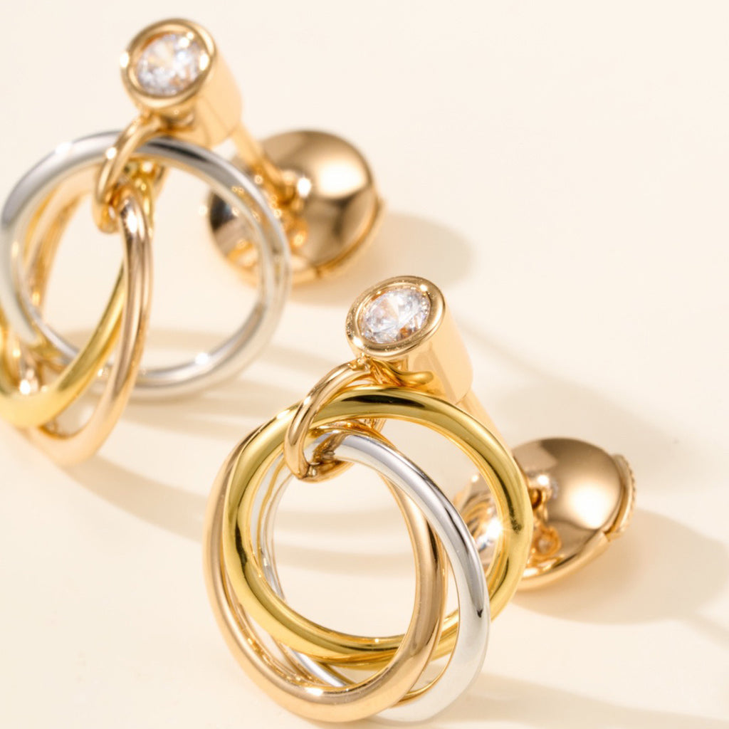 [✨ROSE💎]TRINITY ON DIAMOND  EARRINGS
