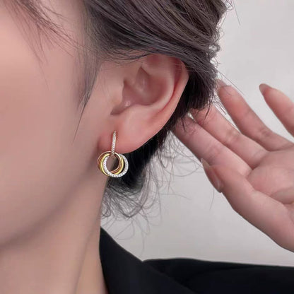 [✨ROSE💎]TRINITY HALF DIAMOND  EARRINGS