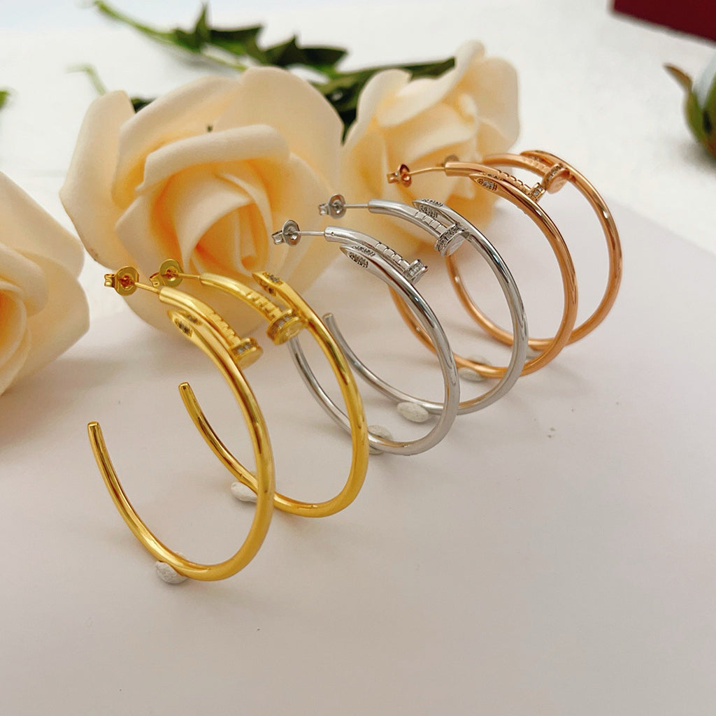 [✨ROSE💎]JUSTE HALF DIAMOND LARGE EARRINGS