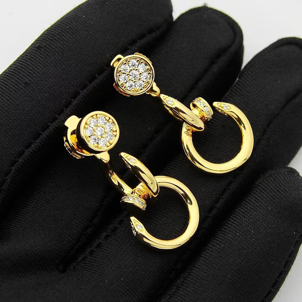 [✨ROSE💎]JUSTE HALF DIAMOND DOUBLE EARRINGS