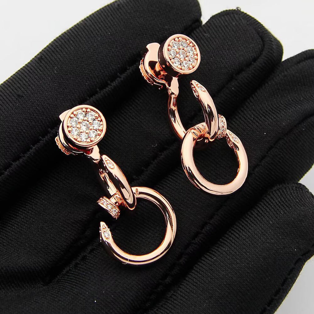 [✨ROSE💎]JUSTE HALF DIAMOND DOUBLE EARRINGS