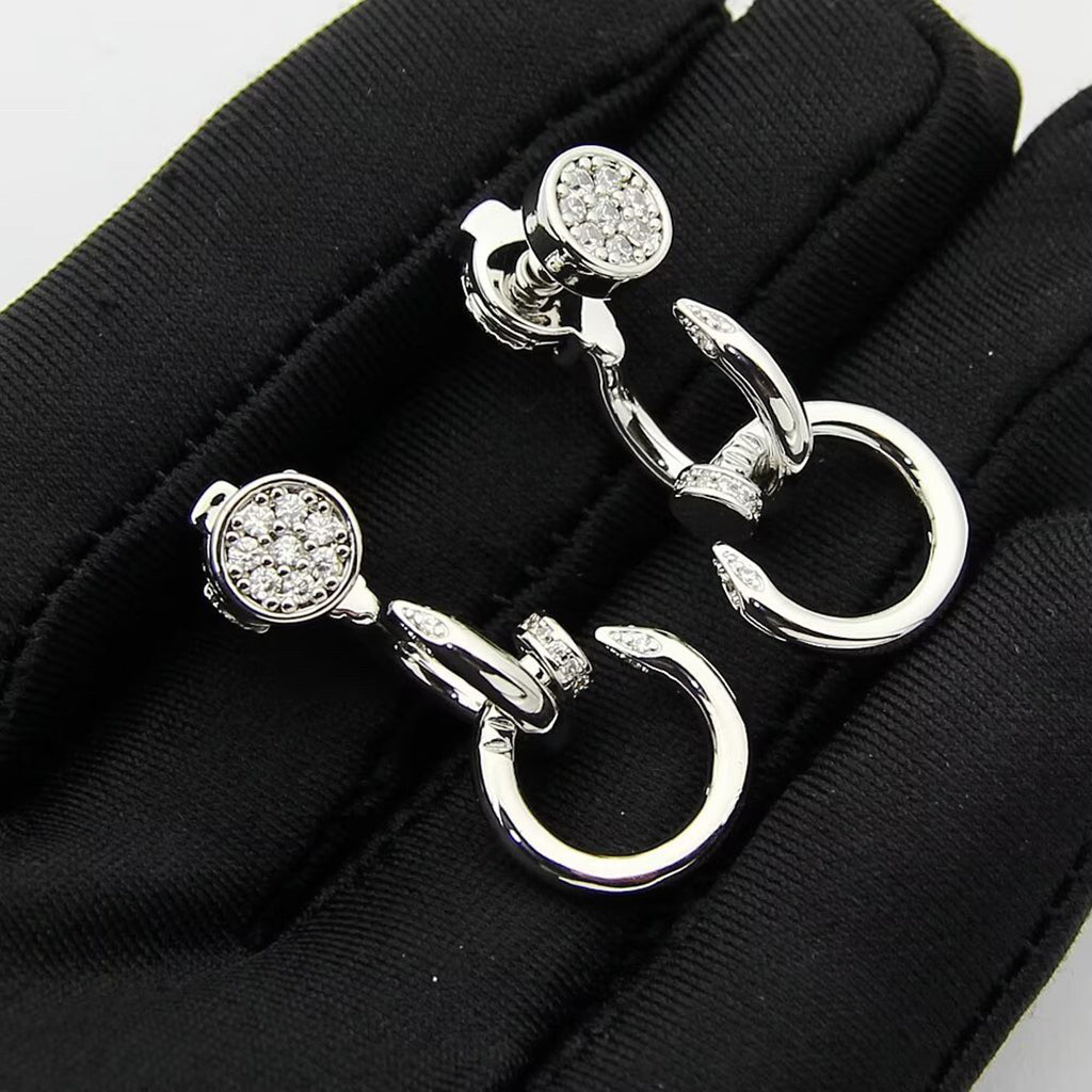 [✨ROSE💎]JUSTE HALF DIAMOND DOUBLE EARRINGS