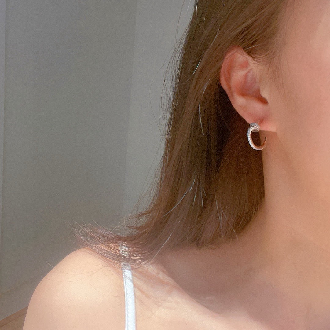 [✨ROSE💎]JUSTE FULL DIAMOND DOUBLE EARRINGS