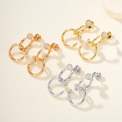 [✨ROSE💎]JUSTE HALF DIAMOND DOUBLE EARRINGS