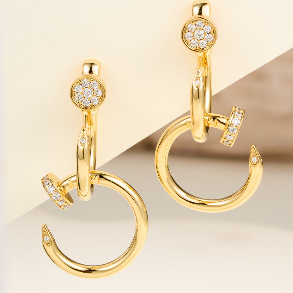 [✨ROSE💎]JUSTE HALF DIAMOND DOUBLE EARRINGS