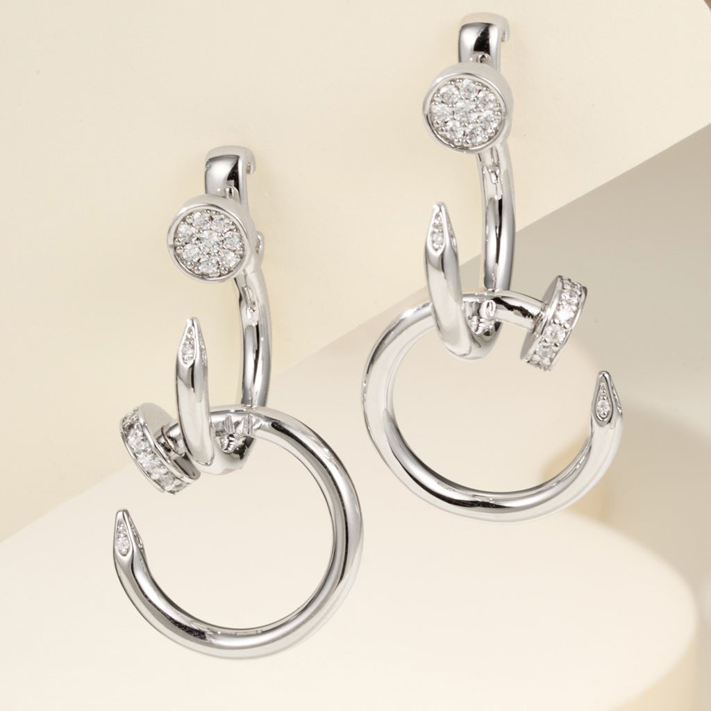 [✨ROSE💎]JUSTE HALF DIAMOND DOUBLE EARRINGS
