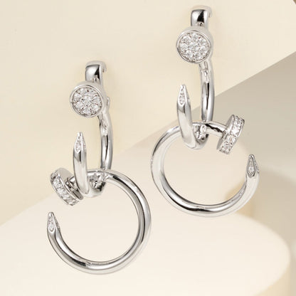 [✨ROSE💎]JUSTE HALF DIAMOND DOUBLE EARRINGS