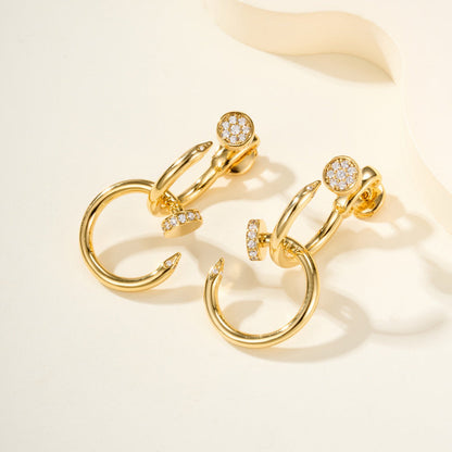 [✨ROSE💎]JUSTE HALF DIAMOND DOUBLE EARRINGS