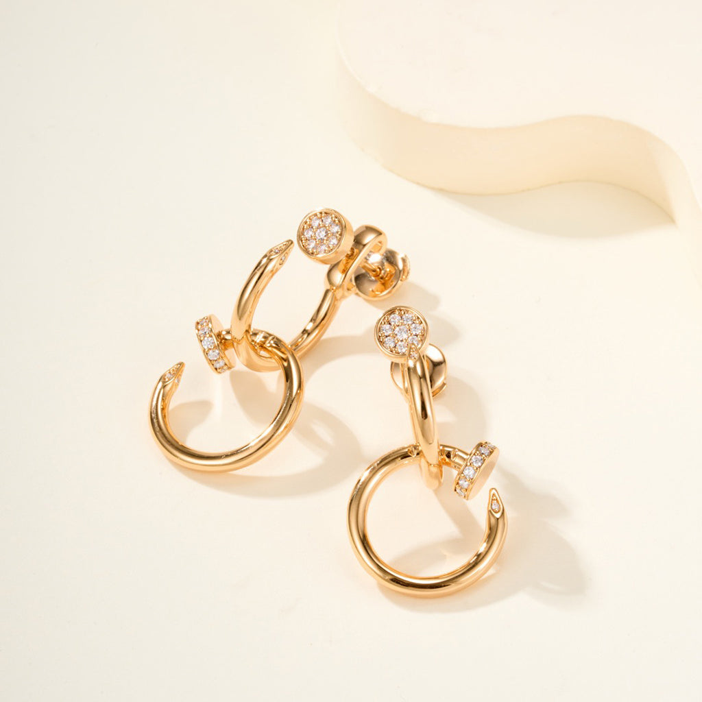 [✨ROSE💎]JUSTE HALF DIAMOND DOUBLE EARRINGS