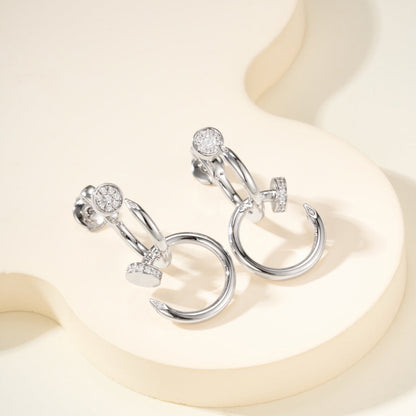 [✨ROSE💎]JUSTE HALF DIAMOND DOUBLE EARRINGS